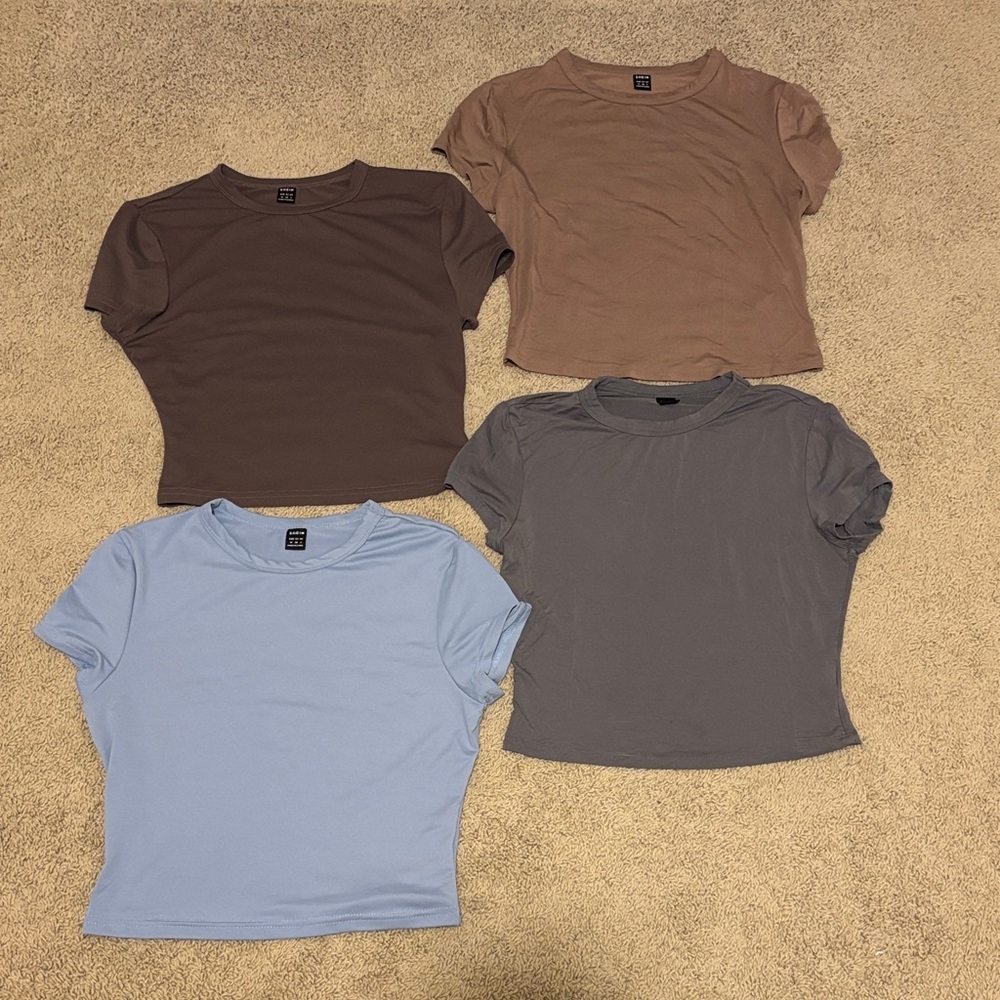 Women's Workout Fitted Short Sleeve Tops - Set of 4